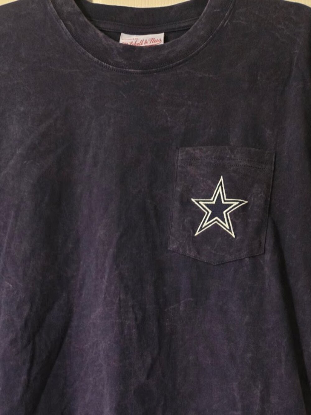 Mitchell & Ness Dallas Cowboys Kids Navy Acid Wash Pocket T-Shirt